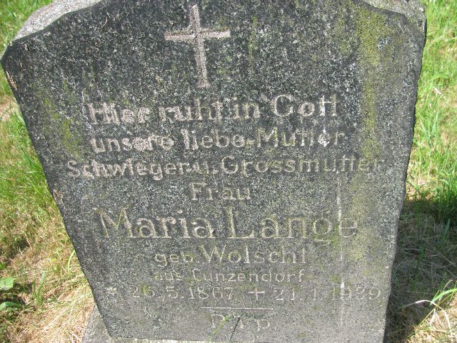 Maria Lange 1867 Kotliska - Lwówek Śląski - Grobonet - Wyszukiwarka osób pochowanych